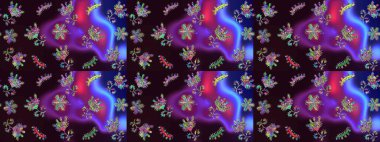 Düz Çiçek Elementleri Tasarımı. Raster illüstrasyonundaki çiçek desenli çizim. Güzel kumaş deseni. Renkli Bahar Teması çizim şablonu.