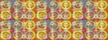 Kumaş veya Duvar Kağıdı Tasarımı. Lace Snowflakes 'in etnik kökü. Tekstil için Lacy Fashion Print. Raster illüstrasyonu. Mandalas 'ın dekoratif dokusu. Stilize Çiçekler. Halk Biçimi.