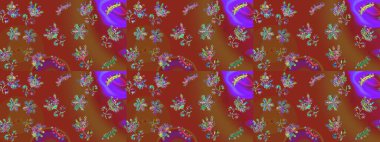 Kahverengi, kırmızı ve mor kar taneleri. Raster illüstrasyonu. Kar tanelerinin soyut arkaplanlı Noel arkaplanı. Güzel tasarım. Noel için tatil tasarımı, Yeni Yıl moda baskıları.