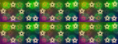 Noel süsleri ve Noel süsleri. Raster Noel soyut renkli arkaplan ve düşen kar tanesi.