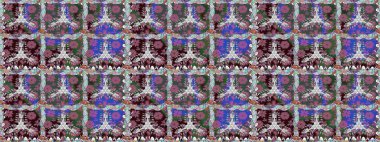 Gri renkli etnik çiçeklerle kusursuz bir desen. Asya Tekstil 'inde Raster Çiçek İllüstrasyonu.