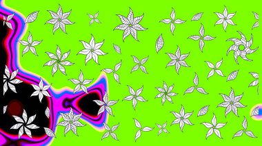 Çiçekli yumuşak bir eskiz şekli. Yumuşak, yeşil renkli bahar çiçekleri. Raster çiçekleri klasik tarzda çizilmiş. Raster illüstrasyonu.