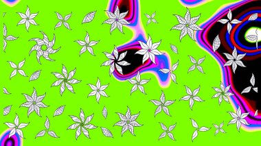 Raster illüstrasyonu. El çizimi. Çiçekli, yapraklı, çiçek desenli çizim..