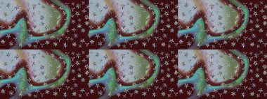 Kusursuz çiçek deseni. Düz Çiçek Elementleri Tasarımı. Raster illüstrasyonu. Asya tekstil tarzında. Kahverengi renkli çiçekler. Renkli Bahar Teması Kusursuz Arkaplan.