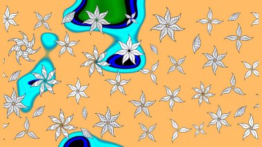 Tomurcukları papatya çiçekleri olan sevimli bir çiçek deseni. Eskiz geçmişi. Raster illüstrasyonu. Eski usul. Miles Fleur, süslü püslü bir süs. Kumaş, tekstil ve duvar kağıdı baskısı için..