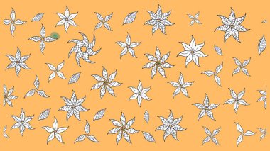 Bej renkli çiçekler. Raster illüstrasyonu. Düz Çiçek Elementleri Tasarımı. Çiçekli çiçek deseni, suluboya. Renkli Bahar Teması çizim şablonu.