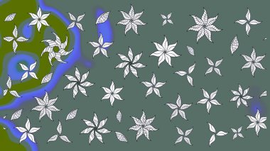 Raster illüstrasyonu. Çizim kalıbı. Çiçek duvar kağıdı. Tarafsız renklerde. Hint süsü. Renkli süs kenarı.
