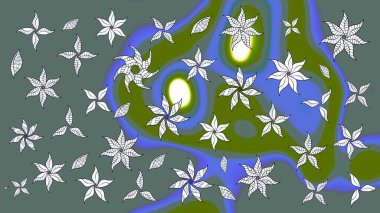 Raster resim. Çiçek desenli çiçek ve yaprakları ile. Sevimli küçük çiçek desenle.