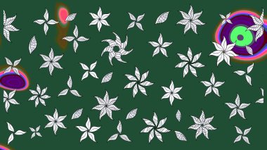 Vadinin yeşil renkli çiçekleri. Çiçeksel çizim kalıbının çizimi.