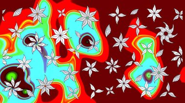 Nakış desenli çiçek deseni. Renkli grunge renkli çiçeklerle soyut bir arka plan oluşturur. İzler, kumaş, duvar kağıtları, tekstil için raster dokusu.