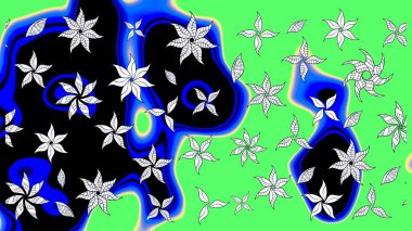 Raster. Düz Çiçek Elementleri Tasarımı. Renkli Bahar Teması çizim şablonu.