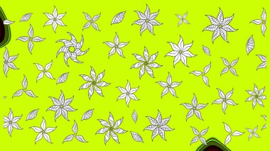 Yeşil renkli çiçekler. Kumaş desenli papatya çiçekleri ayrıntıları.