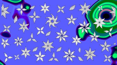 Çizim çiçek deseni duvar kâğıdı olarak kullanılabilir. Raster illüstrasyonu. Mavi renkte çiçekler.