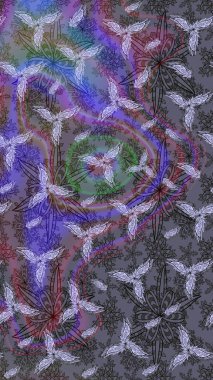 Süslü kumaş deseni. Çiçekli çiçek deseni, suluboya. Raster deseni.