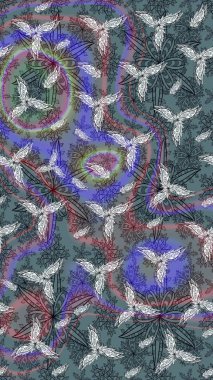 Raster illüstrasyonu. Tarafsız renklerde çiçekler. Çizim çiçek deseni duvar kağıdı için kullanılabilir.