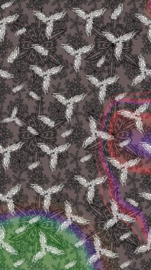 Kahverengi renklerde. 3D çiçekler, eskiz. Raster illüstrasyonu.