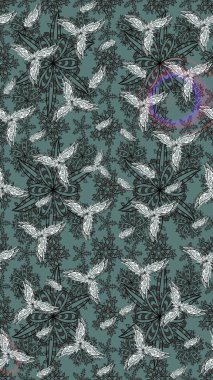 Raster illüstrasyonu. Tarafsız kıvırcık çiçekler tarafsız renklerde şekillenir. Klasik çiçek tasarım elementleri.