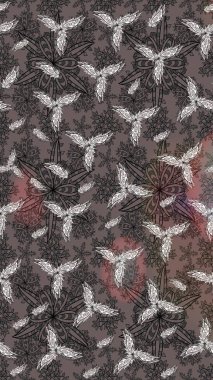 Soyut etnik raster çizim kalıbı. Çiçekler. Vadinin çiçekleri kahverengi renklerde.