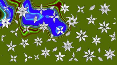Parlak renkli çiçekli ve yeşil yapraklı harika bir çiçek deseni. Halk tarzı. Moda baskıları için zarif bir şablon. Modern çiçek arkaplanı.