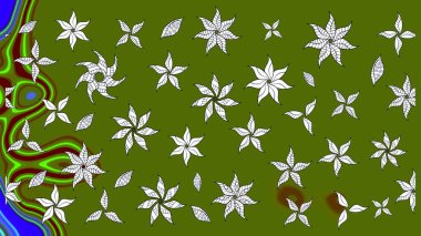 Vadinin yeşil renkli çiçekleri. Raster çiçek desenleri çiziyor..