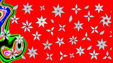 Raster illüstrasyonu. Kırmızı renkte çiçekler. Çizim çiçek deseni duvar kağıdı için kullanılabilir.