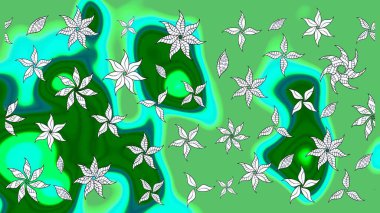 Raster illüstrasyonu. Çizim çiçek deseni duvar kâğıdı olarak kullanılabilir. Yeşil renkte çiçekler.