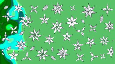 Raster güzel bir çiçek deseni çizmiş. Bahar mevsimi. Yeşil renkli çiçekler. Nazik romantik baskı. Tatil havası..