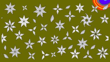 Tekstil için suluboya eskiz deseni. El çizimi çiçek çizimi deseni (fayans). Şirin çiçekli, desenli, kahverengi çizim deseni.