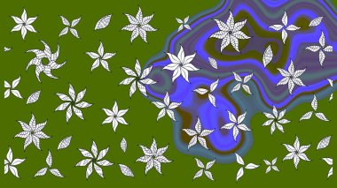 Renkli Bahar Teması eskiz kalıbı. Düz Çiçek Elementleri Tasarımı. Parlak arkaplan eskiz desenli çiçekli fantezi tasarımı.