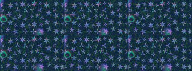 Suluboya elle çizilmiş çiçek desenli eskiz deseni. Parlak renkli fantezi çiçekleri, yapraklar, mavi renkli tomurcuklar.