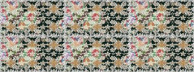 Tarafsız renklerde parlak çiçekli halı ile kusursuz desen.