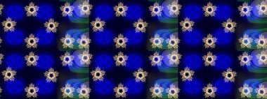 Raster illüstrasyonu. Raster deseni. Küçük çiçekteki sevimli çiçek deseni. Gri, siyah ve mavi renkte yaz çiçekleri.
