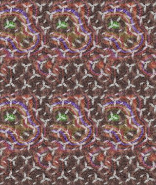 Kahverengi renkler ve parlak çiçekler üzerine soyut çizim deseni. Çiçeksel elementlerle süslenmiş zarif raster dokusu. Küçük çiçekte şirin bir çiçek deseni var..