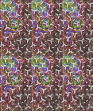 Çocuksu tasarım. Elle çizilmiş çiçek desenli Raster çizimi. Tekstil, kumaş, ambalaj, hatıra defteri için hoş bir çiçek arkaplanı. Kahverengi arkaplanda.