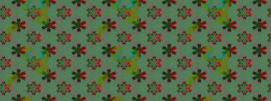 Çizim çiçek deseni duvar kâğıdı olarak kullanılabilir. Yeşil renkli çiçekler. Raster illüstrasyonu.