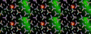 Siyah, yeşil ve mavi renkler üzerine şirin soyut kar tanesi raster tasarımı. Düz kar karalama ikonları, yılbaşı afişi için kar taneleri silueti, kartlar. Yeni yıl kar tanesi.