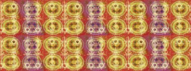 Sarı, turuncu ve bej renkli tatlı kar taneleri. Basit bir kar tanesi. Kışın sembolü, mutlu noeller, mutlu yeni yıl kutlaması Raster illüstrasyonu. Soyut duvar kağıdı, ambalaj dekorasyonu.