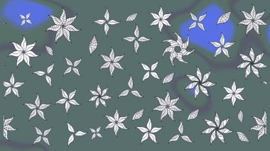 Raster illüstrasyonundaki çiçek desenli çizim. Tarafsız renklerde çiçekler.