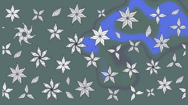 Çiçek deseni. Tarafsız renklerde çiçekler. Raster illüstrasyonu. Şatafatlı bahar bahçesi dokusu. Tarafsız renkler üzerine çiçek çizimi.