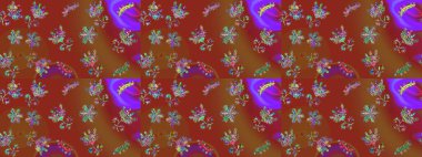 Kahverengi, kırmızı ve mor kar taneleri. Raster illüstrasyonu. Kar tanelerinin soyut arkaplanlı Noel arkaplanı. Güzel tasarım. Noel için tatil tasarımı, Yeni Yıl moda baskıları.