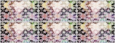 Raster Illustrasyon 'da moda olmayan çiçek deseni. Güzel kumaş deseni. Renkli Yaz Temalı Kusursuz Arkaplan. Düz Çiçek Elementleri Tasarımı.