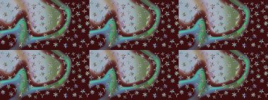 Kusursuz çiçek deseni. Düz Çiçek Elementleri Tasarımı. Raster illüstrasyonu. Asya tekstil tarzında. Kahverengi renkli çiçekler. Renkli Bahar Teması Kusursuz Arkaplan.