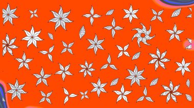 Raster illüstrasyonu. Turuncu renkte yaz çiçekleri. Raster çiçek desenli ve çiçekli..