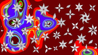 Renkli Bahar Teması eskiz kalıbı. Düz Çiçek Elementleri Tasarımı. Çocuk stili. Çiçekli çizim raster arkaplanı.