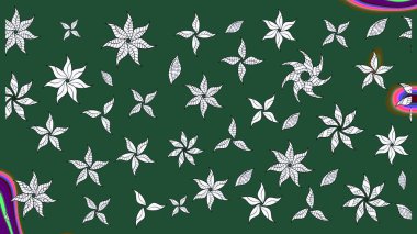 Yeşil renkli şirin çiçek deseni. Düz Çiçek Elementleri Tasarımı. Raster Modaya uygun kumaş deseni. Renkli Bahar Teması çizim şablonu.