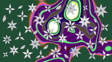 Poster ya da kapak için arka plan. Tekstil için figür. Davetiye ve kartpostal tasarımı için dekoratif çiçek unsurları. Şirin, zarif çiçekler Raster illüstrasyonu. Yapraklı çizim deseni.