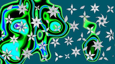 Mavi renkli çiçekler. Düz Çiçek Elementleri Tasarımı. Raster illüstrasyonundaki çiçek desenli çizim. Renkli Yaz Teması çizim şablonu.