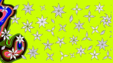 Raster illüstrasyonundaki çiçek desenli çizim. Suluboya tarzında yeşil renkte çiçekler.