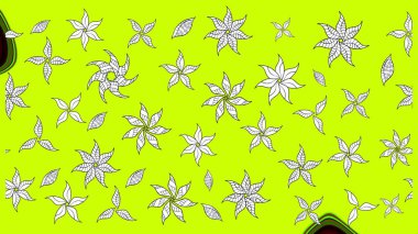 Yeşil renkli çiçekler. Kumaş desenli papatya çiçekleri ayrıntıları.