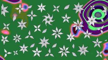 Egzotik çiçekler, botanik, yeşil renklerdeki parlak klasik doğa. Klasik tropikal doğal elementlerin suluboya seti. Raster illüstrasyonu.